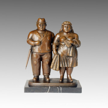 Statue de la figure orientale Couple jouant de la sculpture en bronze TPE-630